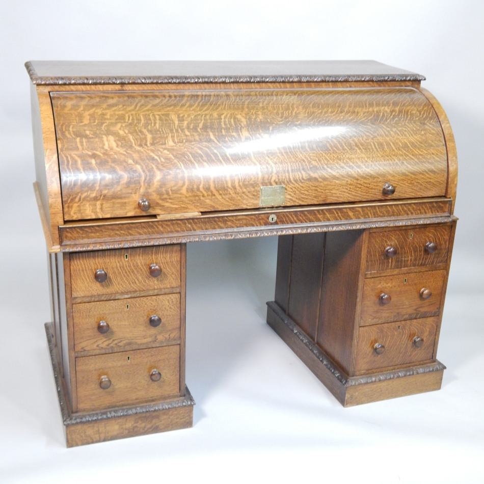 Appraisal: The Jim Corbett Desk a late thC carved oak roll