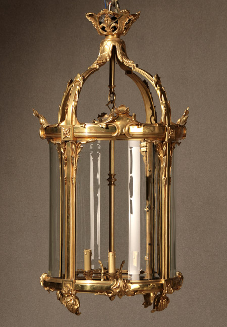 Appraisal: Louis XVI Style Ormolu and Glass Four-Light Hall Lantern th