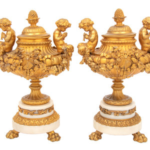 Appraisal: A Pair of Louis XVI Style Gilt Bronze and Marble