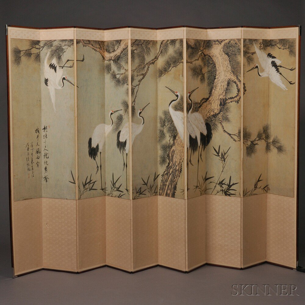 Appraisal: Ten-panel Folding Screen Songhakdo Korea Yang Gihun -after depicting five