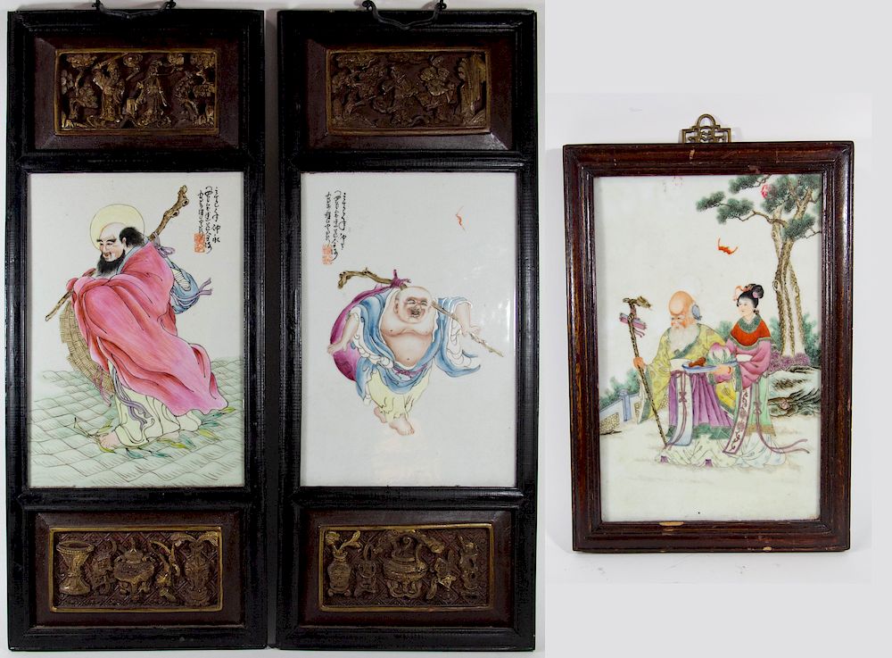 Appraisal: Group of Chinese Porcelain Plaques Depicting celestial figures including Shoulao