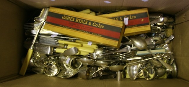 Appraisal: A large collection of silver plated flatware and napkin rings