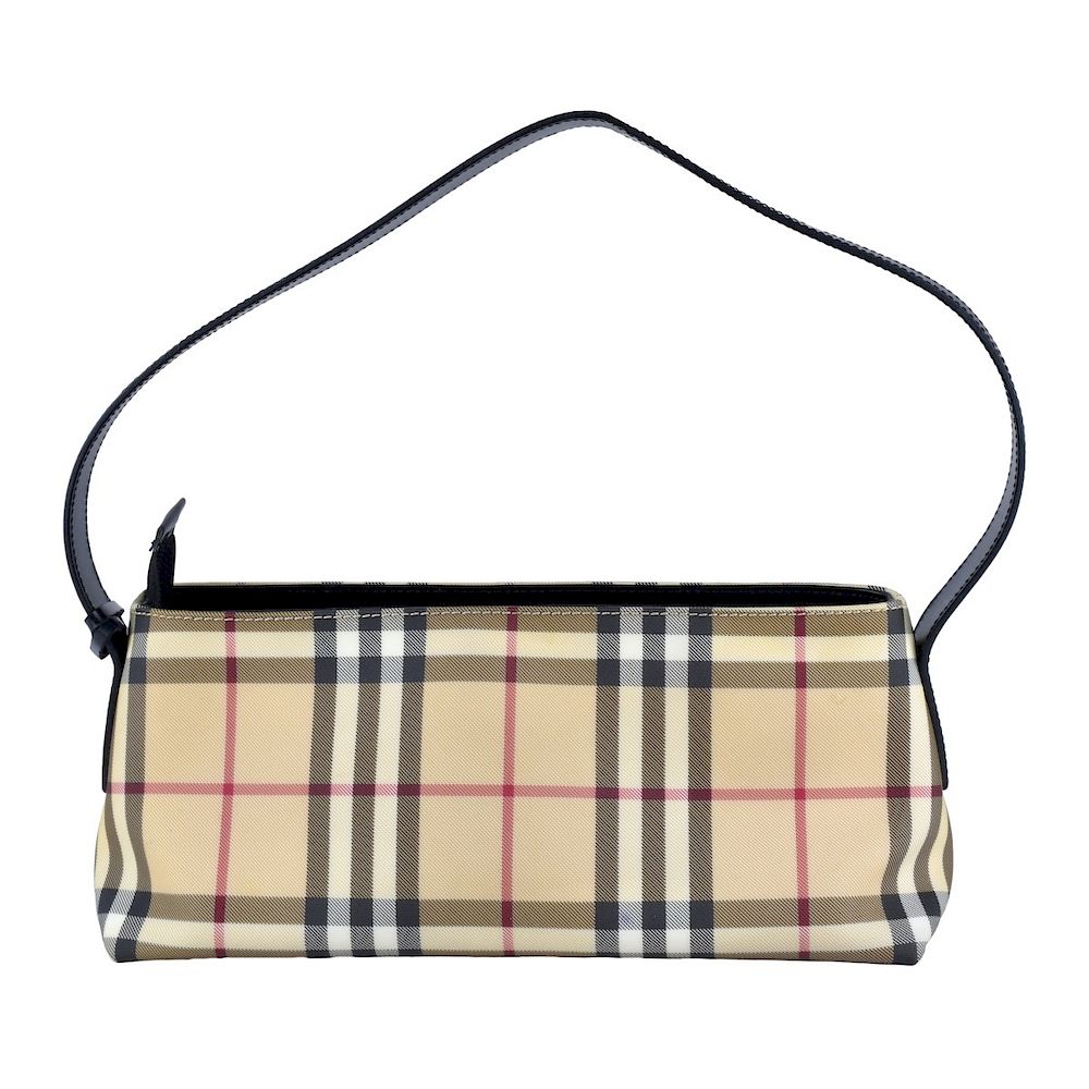 Appraisal: Vintage Burberry Plaid Leather Bag Vintage Burberry Plaid Leather Bag