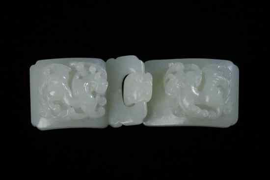 Appraisal: CHINESE LIGHT CELADON JADE BELT BUCKLE Qilin decoration - in