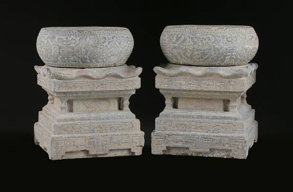 Appraisal: A pair of Chinese stone garden seats Each in the