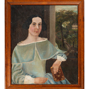 Appraisal: American School th Century Portrait of a Young Woman with