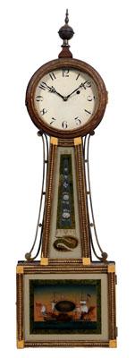 Appraisal: Federal eglomise banjo clock painted dial with Arabic chapter ring