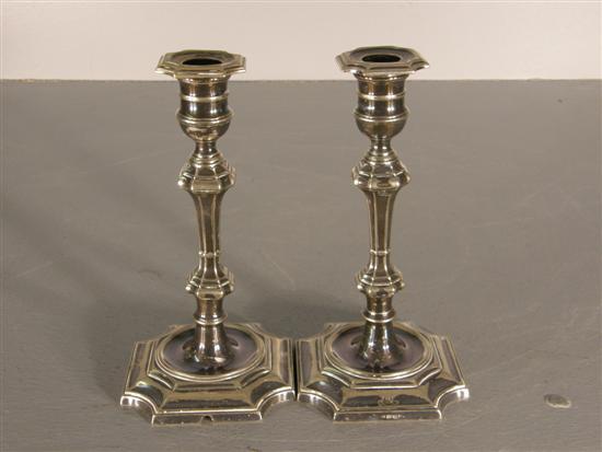 Appraisal: Pair of silver plated candlesticks bases weighted probably for use