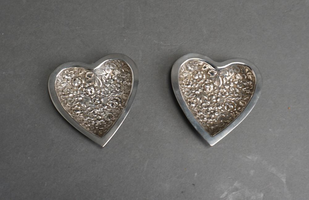 Appraisal: Pair Stieff Repousse Sterling Silver Heart-Form Dishes ozt