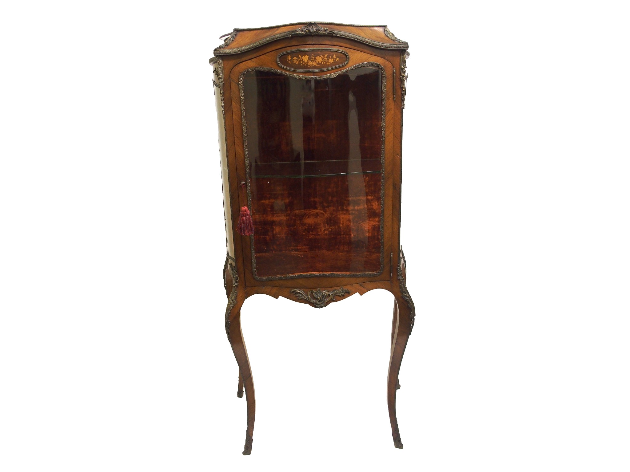 Appraisal: A French rosewood gilt-metal mounted Vitrinewith convex glass hinged door