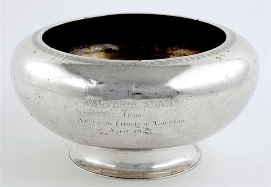 Appraisal: Chinese Export silver centerbowl circa - Greek key band on