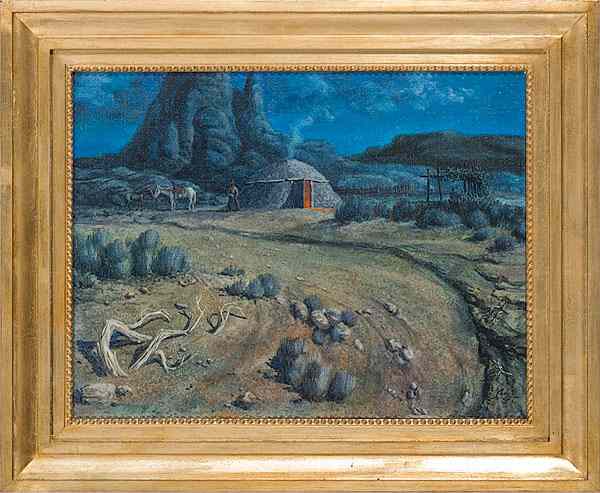 Appraisal: Western Nocturne Signed Cody Oil on canvas a nightscape signed