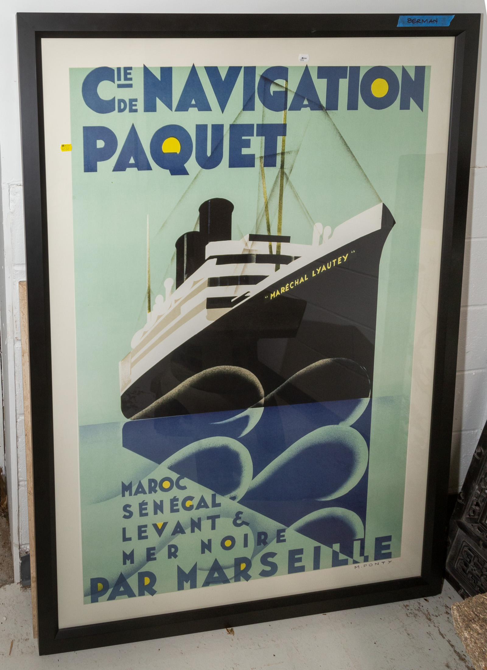 Appraisal: FRAMED REPRODUCTION STEAMSHIP POSTER th century sight size x in