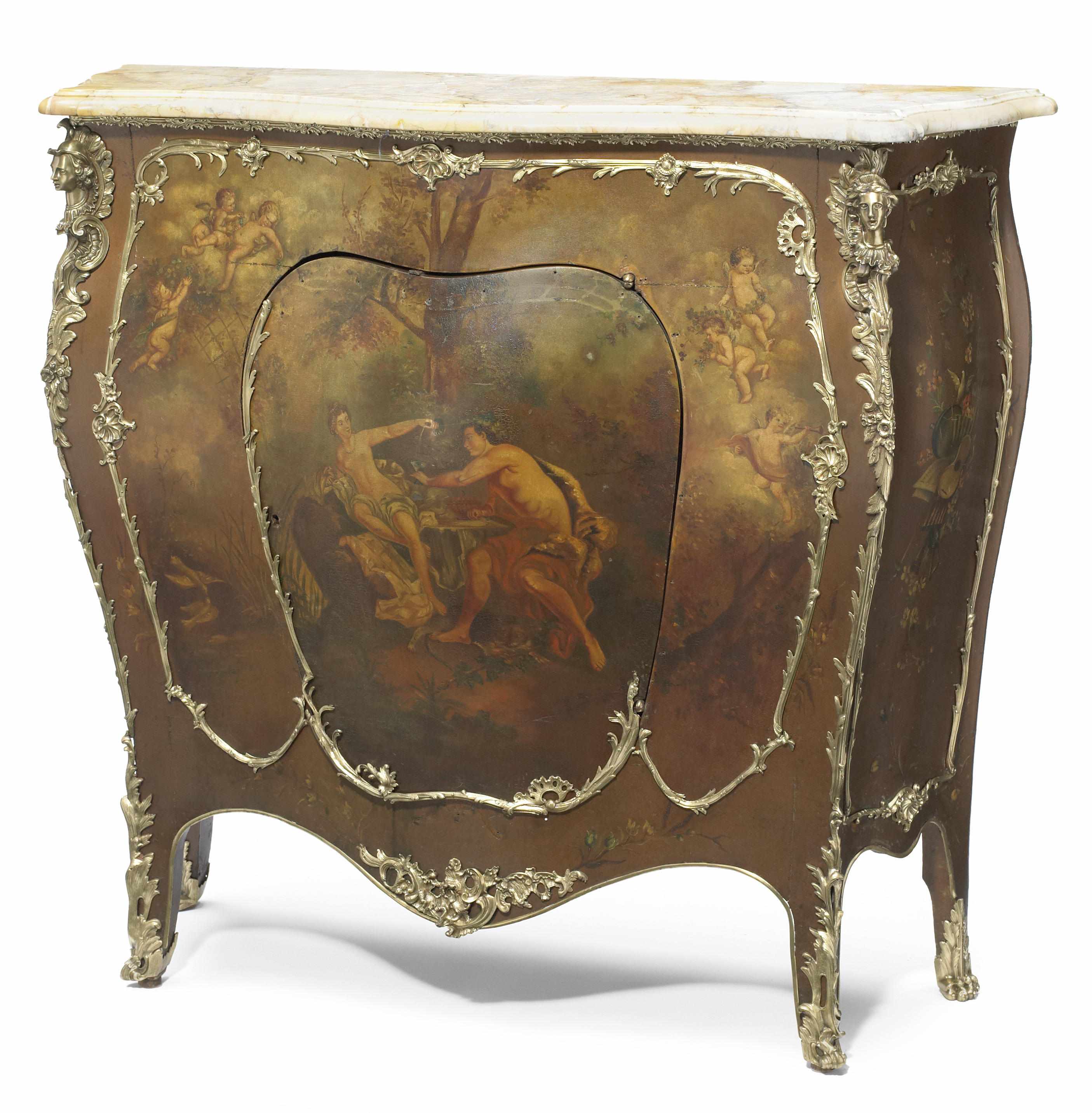 Appraisal: A Louis XV style gilt bronze mounted and Vernis Martin