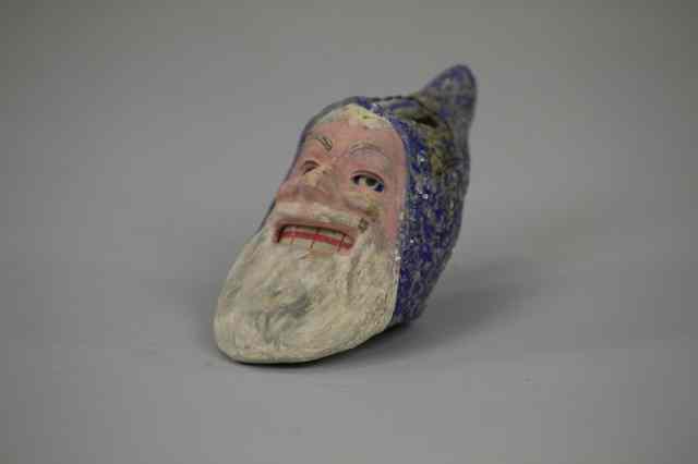 Appraisal: SANTA HEAD LANTERN ORNAMENT Germany hand painted composition and plaster