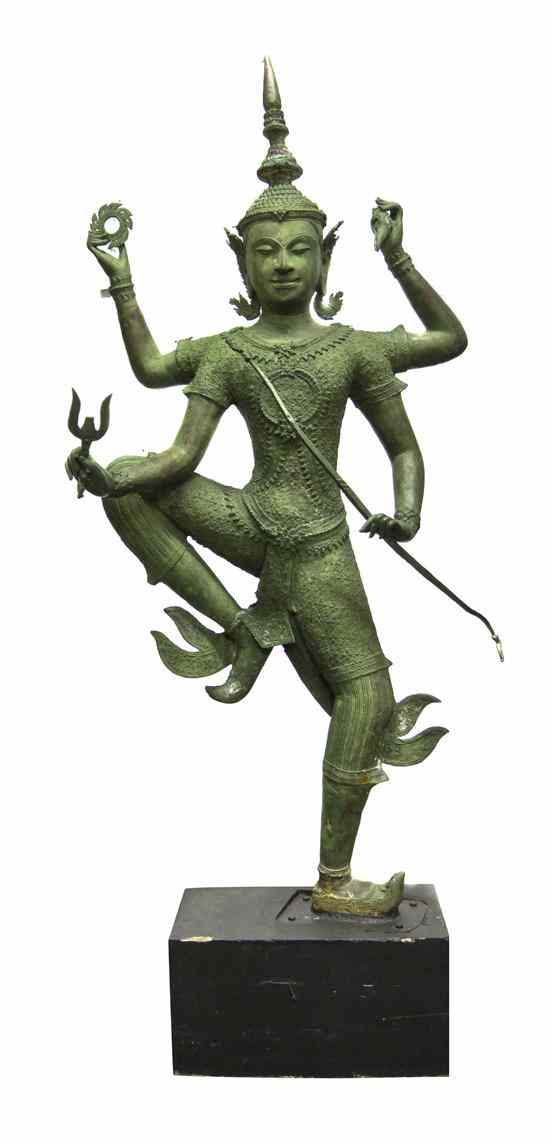 Appraisal: A Thai Bronze Figure th century the figure depicted dancing