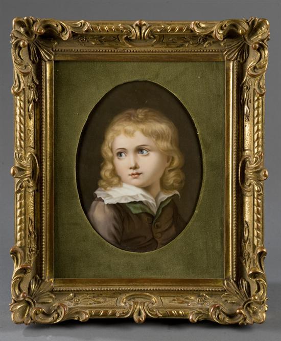 Appraisal: Hand painted portrait of child on porcelain Late th early