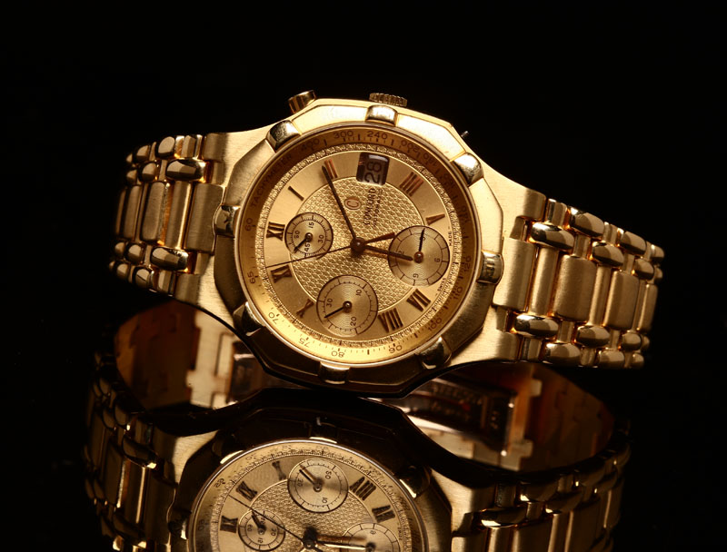 Appraisal: A gentlemen's Concord Saratoga K yellow gold chronograph wristwatch The