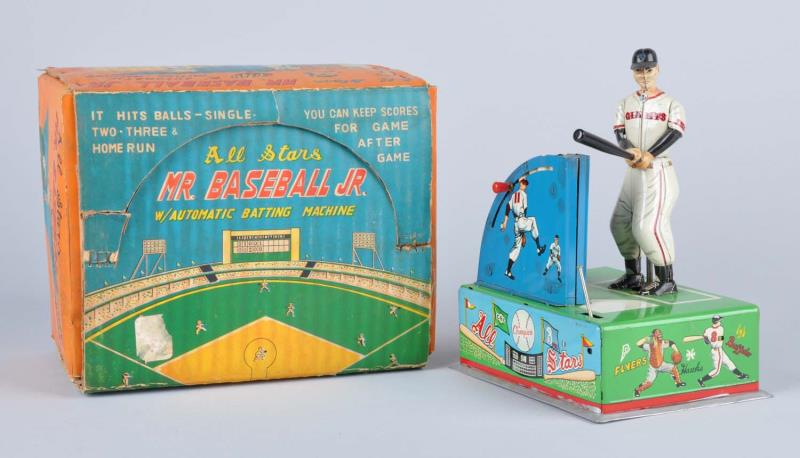 Appraisal: Japanese Tin Litho Mr Baseball Jr Battery-operated Includes original box