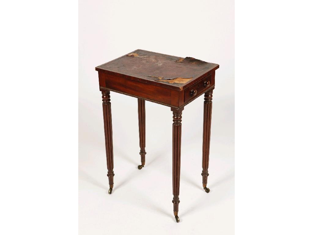 Appraisal: A REGENCY MAHOGANY OCCASIONAL TABLE the rectangular leather lined top