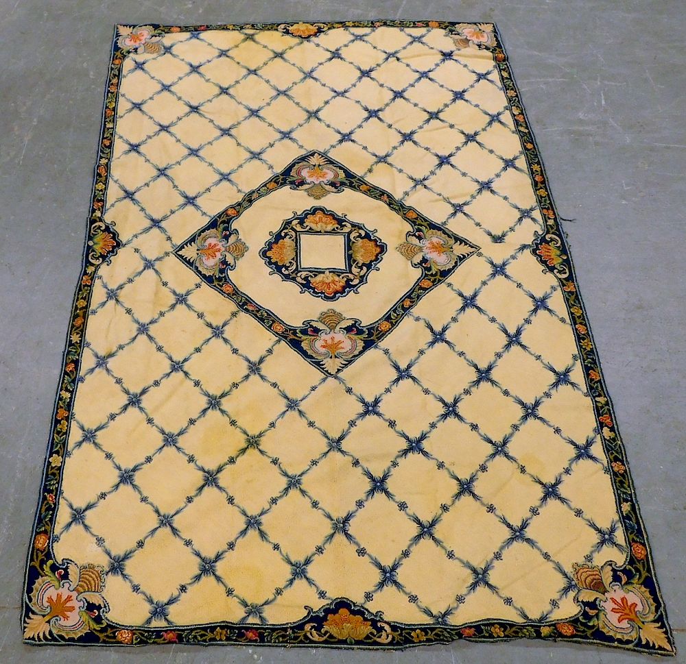 Appraisal: Antique Victorian French Aubusson Needle Point Rug France th Century