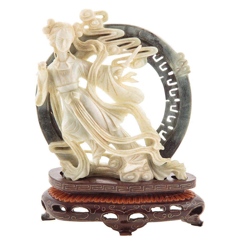 Appraisal: Chinese Carved Quan yin with Halo in H with carved