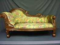 Appraisal: VICTORIAN DOLL CHILDS SOFA Reproduction carved walnut very nice fabric