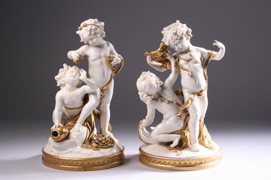 Appraisal: TWO NAPLES PORCELAIN FIGURAL GROUPS OF PLAYFUL PUTTI early th