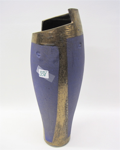 Appraisal: MODERN ART POTTERY VASE matte purple with metallic bronze glaze