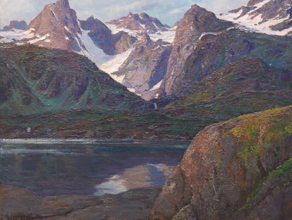 Appraisal: KARL OUREN NORWEGIAN AMERICAN - x Rocky Mountains in Raftsundet