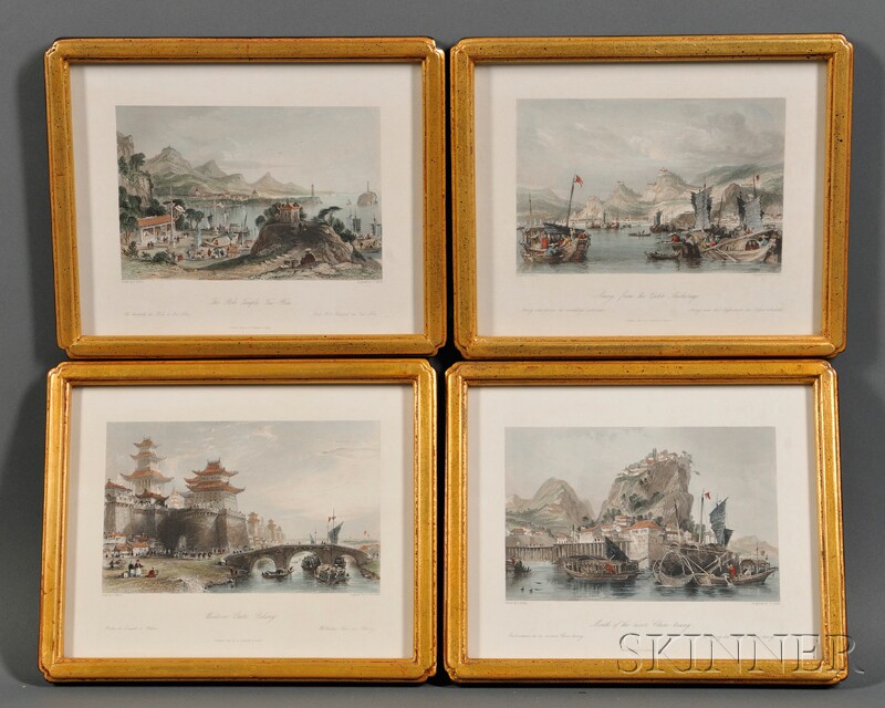 Appraisal: Four Printed Book Plates with Chinese Scenes London first quarter