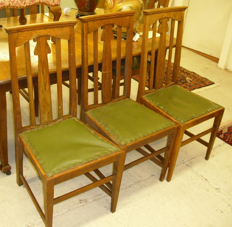 Appraisal: Set of six Arts Crafts oak dining chairs with upholstered