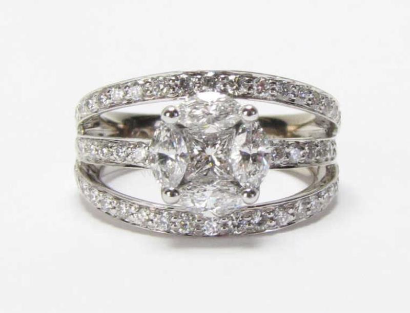 Appraisal: A lady's K white gold right hand ring with a