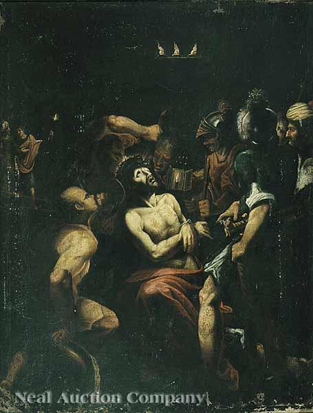 Appraisal: Probably Flemish c The Mocking of Christ oil on canvas