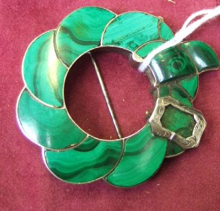 Appraisal: An early Victorian Scottish silver and malachite brooch designed as