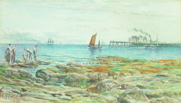 Appraisal: W F Vallance - Watercolour of figures on a coastline'