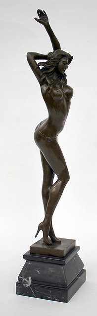 Appraisal: A CONTEMPORARY BRONZE SCULPTURE OF A SEMI NUDE DANCING GIRL