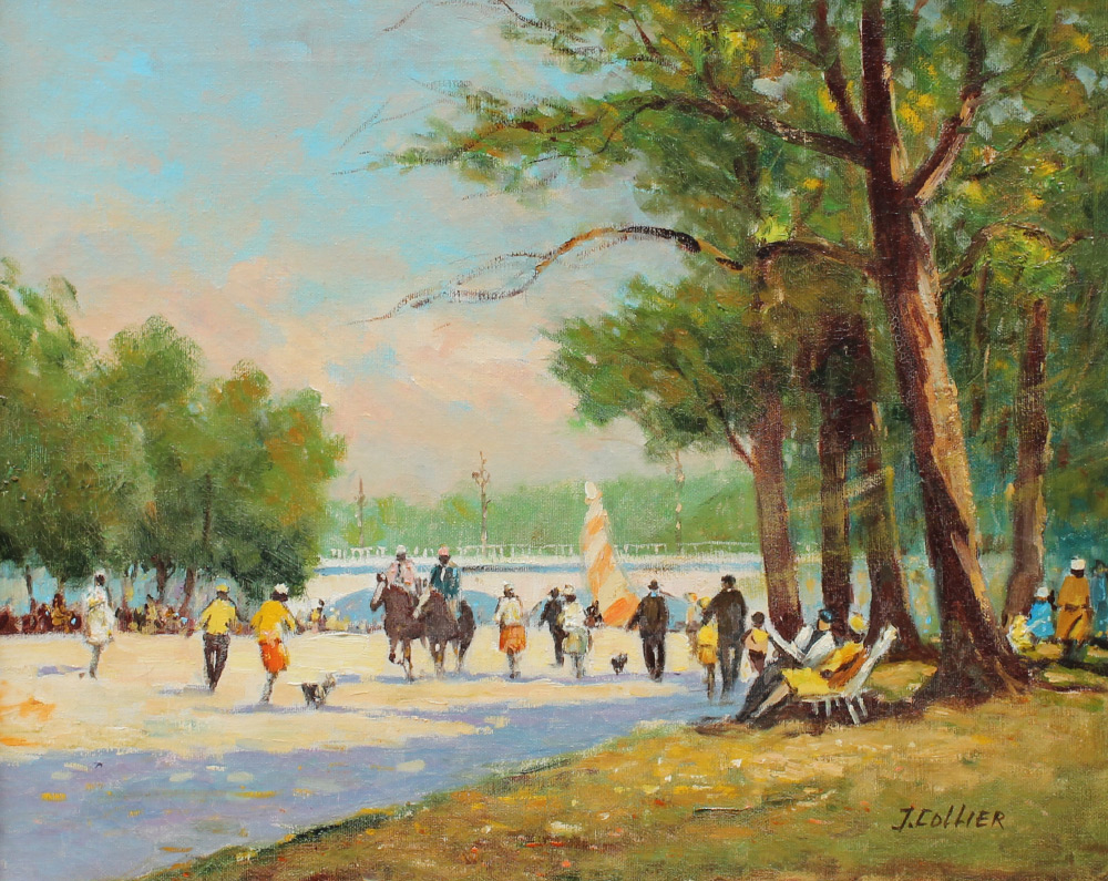 Appraisal: J COLLIER PAINTING AFTERNOON IN THE PARK Oil Canvas ''