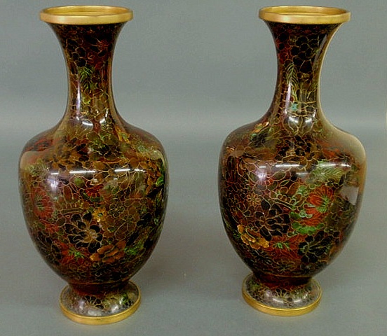 Appraisal: Pair of cloisonn vases h