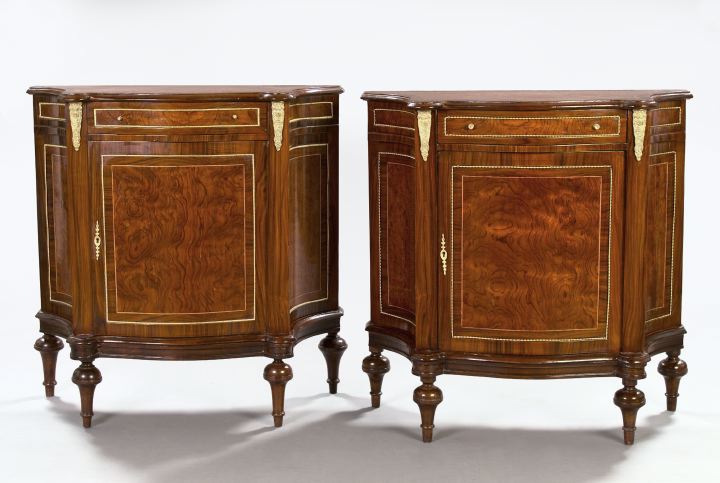 Appraisal: Pair of Louis XVI-Style Kingwood and Burlwood Cabinets each with