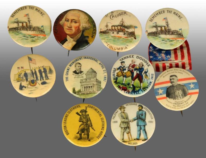 Appraisal: Lot of Assorted Celluloid Pins Description Primarily military and or