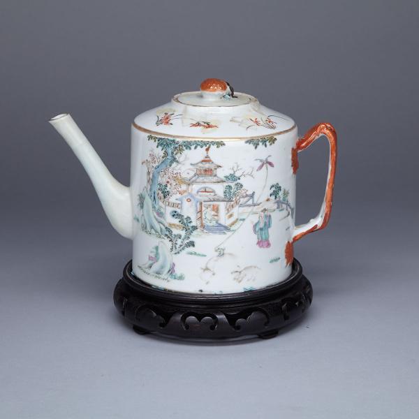 Appraisal: Famille Rose Figural Teapot Tongzhi Mark and Period - With