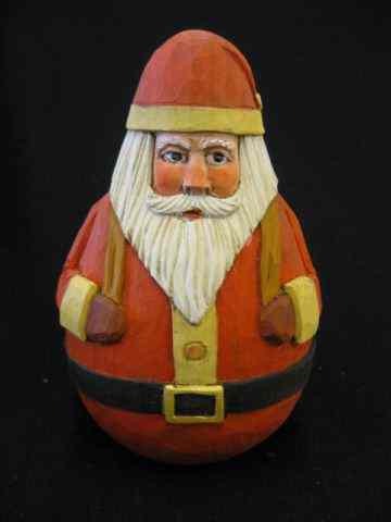 Appraisal: Carved Santa Roly Poly Figurine by Charlie Hunt handpainted ''