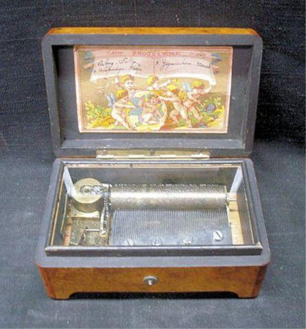 Appraisal: Miniature Music Box in Burlwood Box Air program From a