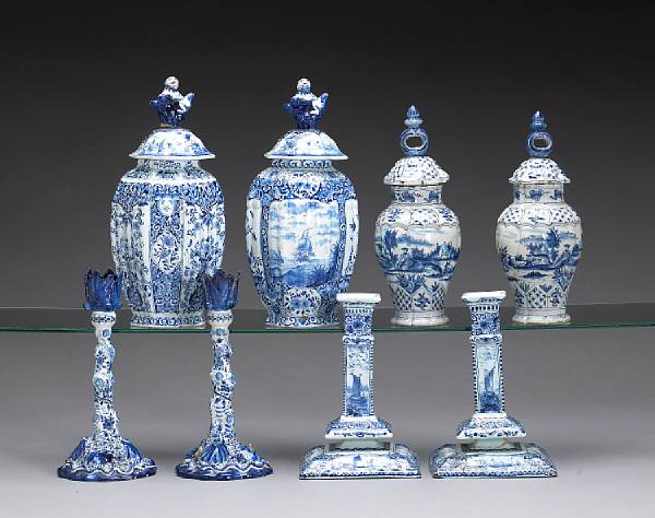 Appraisal: An assembled grouping of Dutch blue and white Delft th