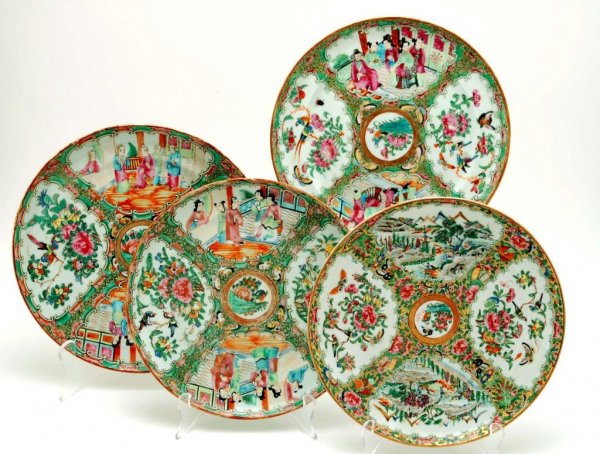 Appraisal: Three similar and one related Rose Medallion plates with centralized