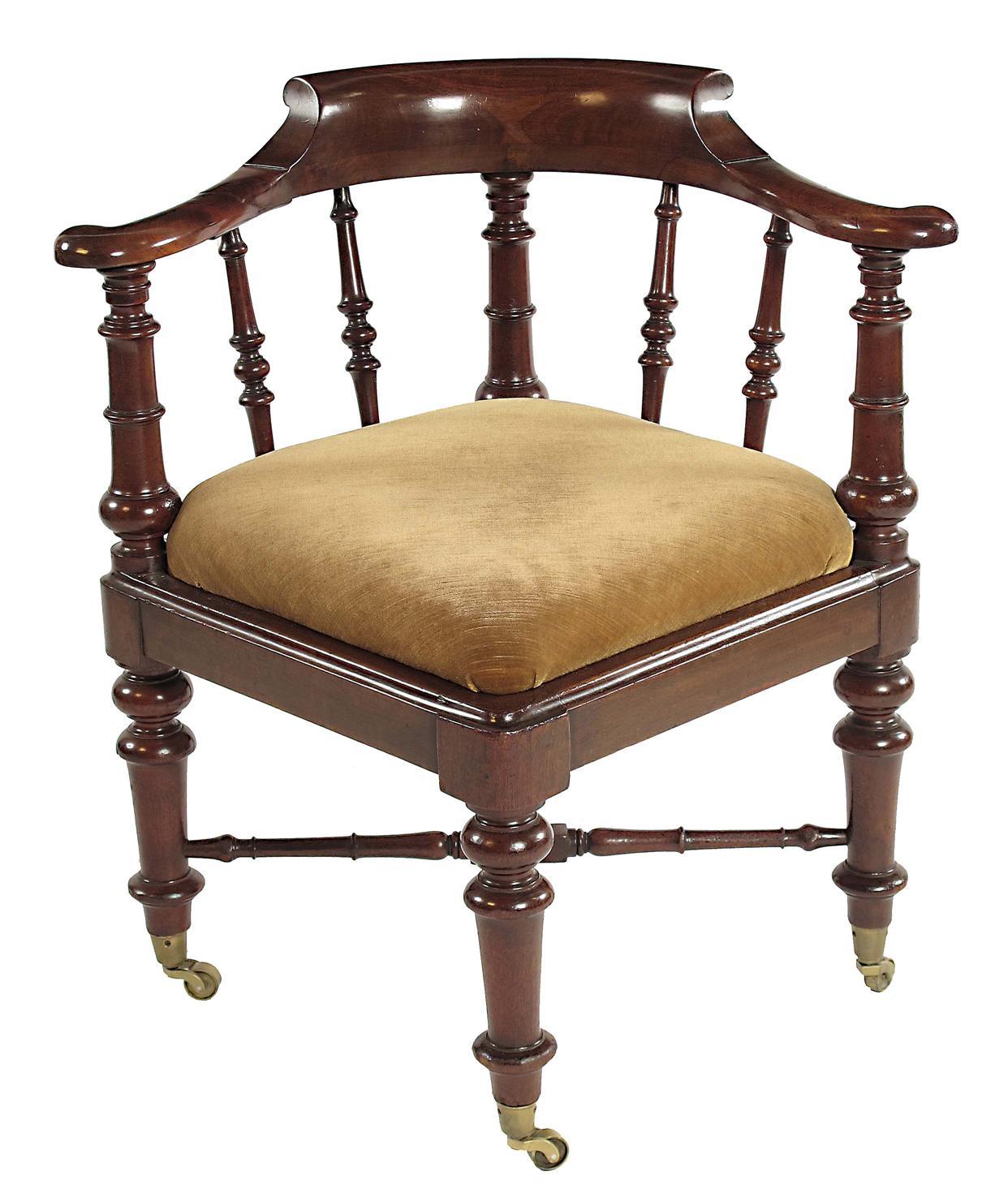 Appraisal: An early Victorian mahogany corner armchair