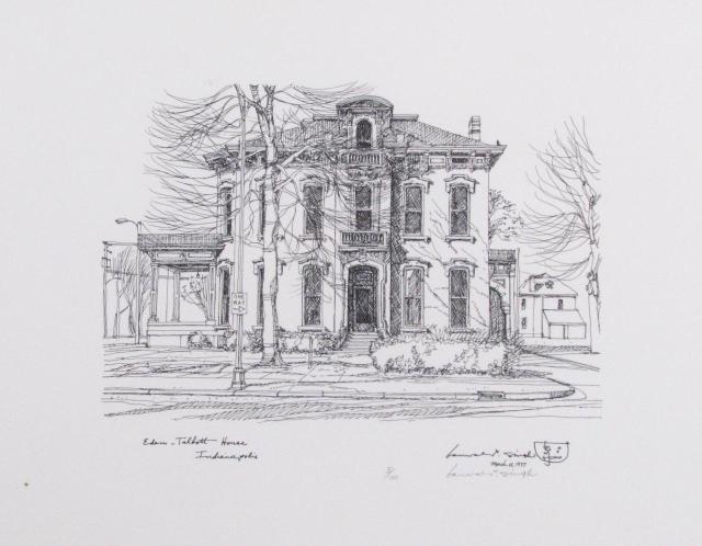 Appraisal: KP Singh x Lithograph depicting Eden Talbot House Indianapolis Signed