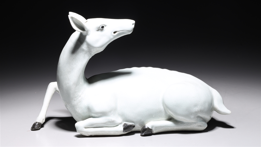 Appraisal: Chinese white glazed porcelain deer statue overall good condition H