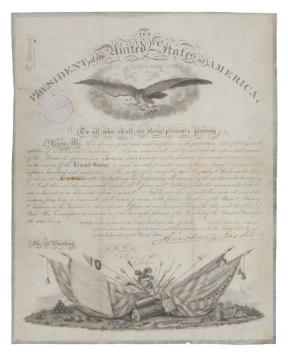 Appraisal: JACKSON ANDREW Partly-printed vellum Document Signed as President military commission